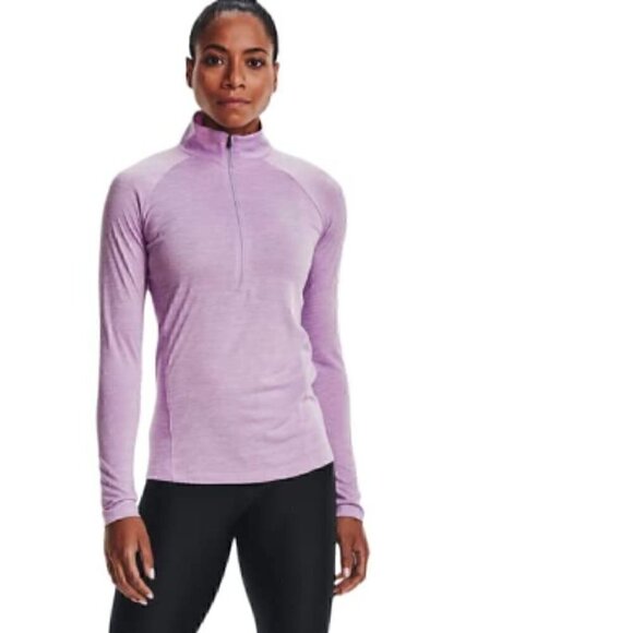 Under Armour Lilac  Half Zip Long Sleeve Heat Gear Long Sleeve Pullover Shirt - Picture 13 of 16